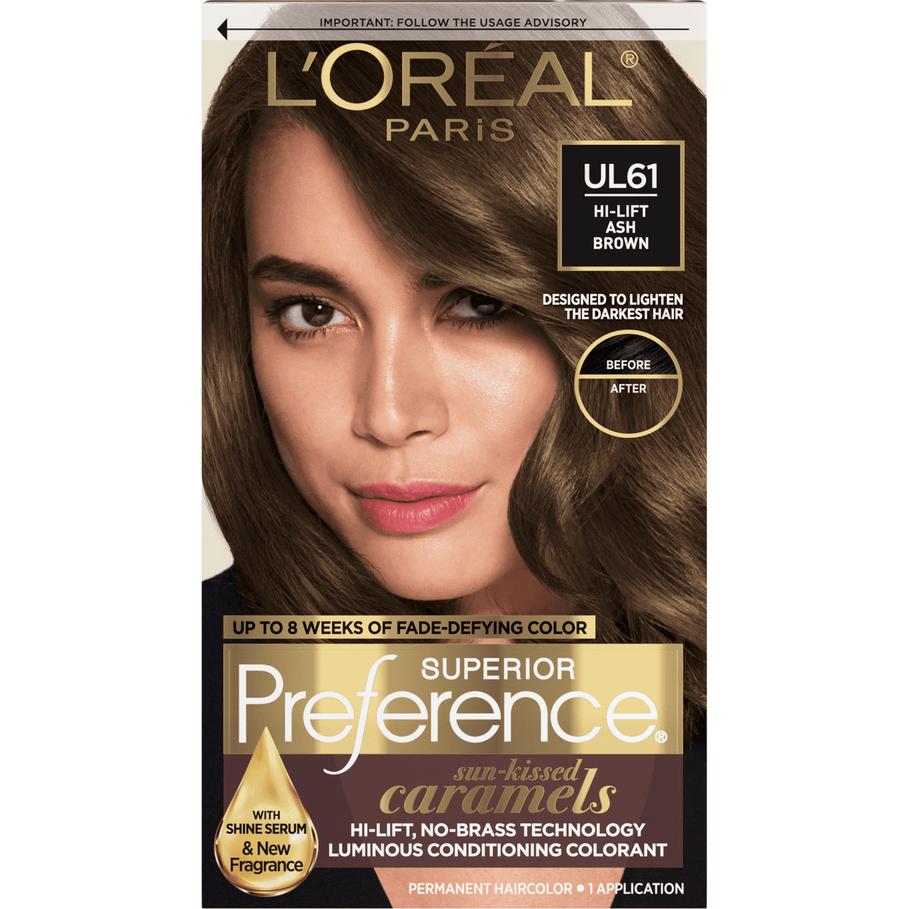 Loreal Paris Superior Preference Hi-Lift Hair Color and Shine System, UL 61 Ash BrownKit ,1 Ea